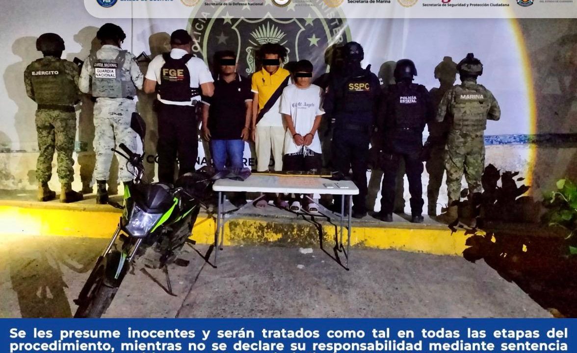 FGEGuerrero detiene en flagrancia a tres personas presuntamente vinculadas a actividades delictivas en Acapulco