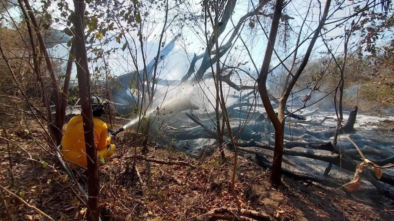 Zihuatanejo | El H. Cuerpo de Bomberos sofoca tres incendios forestales.
