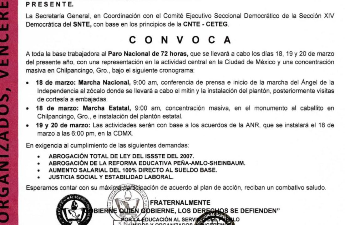 CETEG MANTIENE POSTURA DE SUSPENDER CLASES 18, 19 y 20 DE MARZO